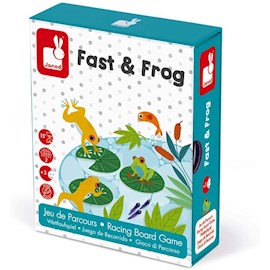 საბავშვო სამაგიდო თამაში Janod J02698 Wood/Cardboard Fast and Frog Racing Board Game